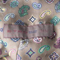 Pre Owned Etro Red Velvet Printed Silk Panel Detail Minete Vest L