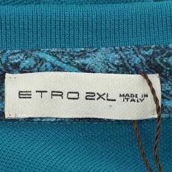 Pre Owned Etro Blue Cotton Pique Polo T-Shirt XXL