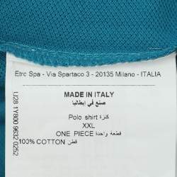 Pre Owned Etro Blue Cotton Pique Polo T-Shirt XXL