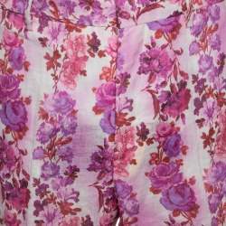 Pre Owned Etro Multicolor Floral Printed Linen Straight Fit Pants L