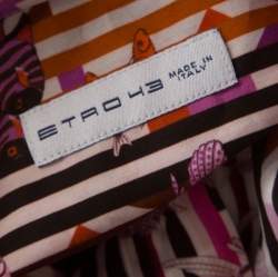 مملوكة مسبقًا قميص إيترو قطن مطبوع مضلع أكمام طويلة أزرار أمامية متعدد الألوان S