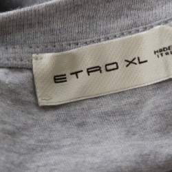 Pre Owned Etro Grey Cotton Space Printed Crew Neck T Shirt XL 