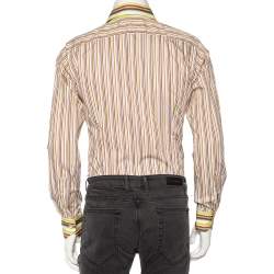 Pre Owned Etro Multicolored Striped Cotton Slim Fit Shirt M