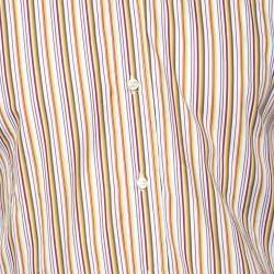 Pre Owned Etro Multicolored Striped Cotton Slim Fit Shirt M