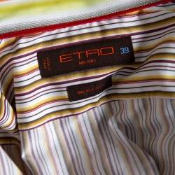 Pre Owned Etro Multicolored Striped Cotton Slim Fit Shirt M