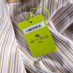 Pre Owned Etro Multicolored Striped Cotton Slim Fit Shirt M
