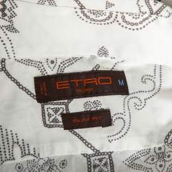 Pre Owned Etro White Floral Paisley Print Cotton Slim Fit Shirt M  