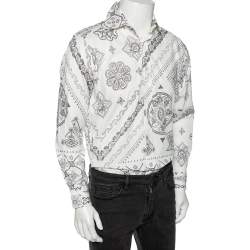 Pre Owned Etro White Floral Paisley Print Cotton Slim Fit Shirt M  