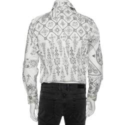 Pre Owned Etro White Floral Paisley Print Cotton Slim Fit Shirt M  