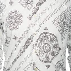 Pre Owned Etro White Floral Paisley Print Cotton Slim Fit Shirt M  