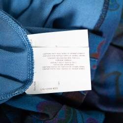 Pre Owned Etro Blue Paisley Print Cotton Pique Contrast Collar & Cuff Polo T Shirt L
