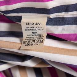 Pre Owned قميص سليم فيت ايترو قطن مخطط متعدد الألوان تفاصيل أكمام وياقة متباينة مقاس متوسط - ميديوم 