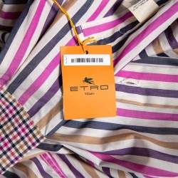 Pre Owned قميص سليم فيت ايترو قطن مخطط متعدد الألوان تفاصيل أكمام وياقة متباينة مقاس متوسط - ميديوم 