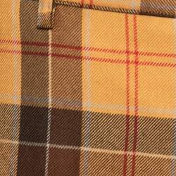 Pre Owned Etro Tan Brown Plaid Checked Wool Cuba Slim Fit Trousers XXL
