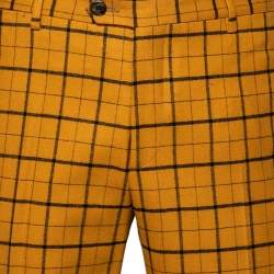 مملوكة مسبقًا Etro Mustard Checked Wool Panama Slim Fit Trousers XL