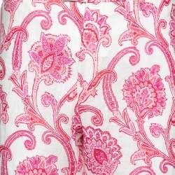 Pre Owned Etro Pink Paisley & Floral Printed Linen Mexico Trousers XXL
