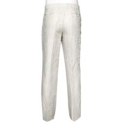 Pre Owned Etro Ecru Paisley Patterned Linen Pants XXL