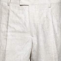 Pre Owned Etro Ecru Paisley Patterned Linen Pants XXL