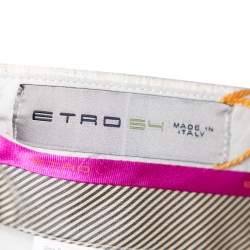 Pre Owned Etro Ecru Paisley Patterned Linen Pants XXL