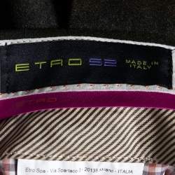 Pre Owned Etro Brown Checkered Wool Mexico Regular Fit Pants XL
