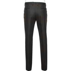 Pre Owned Etro Brown Checkered Wool Mexico Regular Fit Pants XL