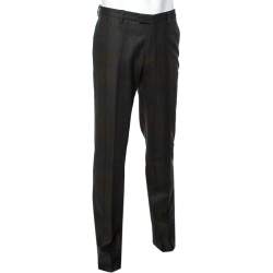 Pre Owned Etro Brown Checkered Wool Mexico Regular Fit Pants XL