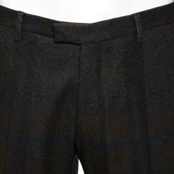 Pre Owned Etro Brown Checkered Wool Mexico Regular Fit Pants XL