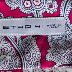 مملوكة مسبقًا قميص إيترو قطن طباعة بيزلي وردي بأكمام طويلة أزرار أمامية مقاس كبير - لارج