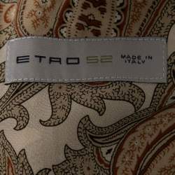 Pre Owned Etro White Cotton & Suede Paneled Single Breasted Blazer XL