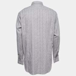Pre Owned Etro Grey Printed Cotton Button Front Shirt 2XL