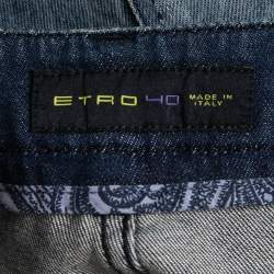 Pre Owned Etro Blue Paisley Printed Denim Jeans 3XL Waist 40"