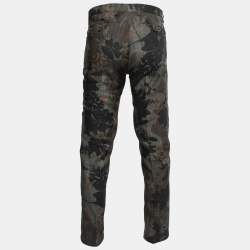 Pre Owned Etro Dark Green Printed Linen Trousers L