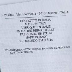 Pre Owned قميص ايترو بأزرار أمامية وياقة بلون مختلف قطن نقش مورد M