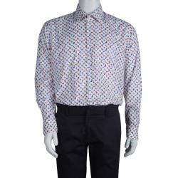 مملوكة مسبقًا Etro White Paisley Motif Long Sleeve Button Front Cotton Shirt XL