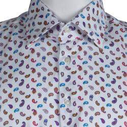 مملوكة مسبقًا Etro White Paisley Motif Long Sleeve Button Front Cotton Shirt XL