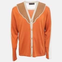 Etro Colorblock Faux Suede Panel Detail Button Front Cardigan 2XL