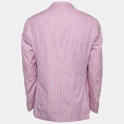 Pre Owned Etro Purple Striped Cotton Single Breasted Blazer XL