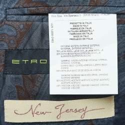 Pre Owned Etro Navy Blue Striped Patterned Wool Blend Double Breasted Blazer XL