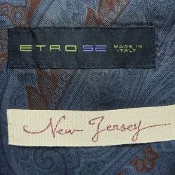 Pre Owned Etro Navy Blue Striped Patterned Wool Blend Double Breasted Blazer XL