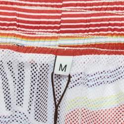 Etro Multicolor Striped Print Nylon Swim Shorts M