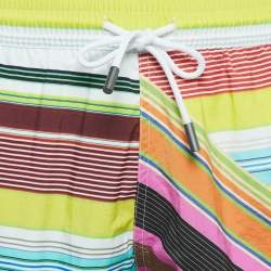 Etro Multicolor Striped Print Nylon Swim Shorts M