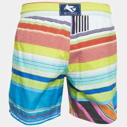 Etro Multicolor Striped Print Nylon Swim Shorts M