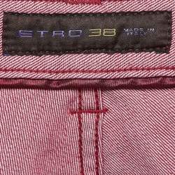 Pre Owned Etro Red Paisley Patterned Denim Jeans XXL Waist 38"