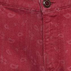 Pre Owned Etro Red Paisley Patterned Denim Jeans XXL Waist 38"