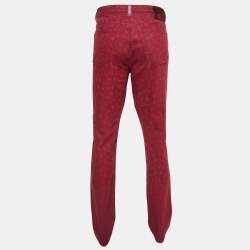 Pre Owned Etro Red Paisley Patterned Denim Jeans XXL Waist 38"