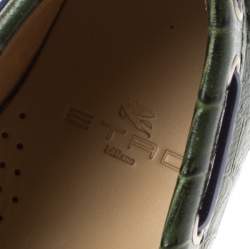Pre Owned Etro Green Croc Embossed Leather Bow Loafers Size 41