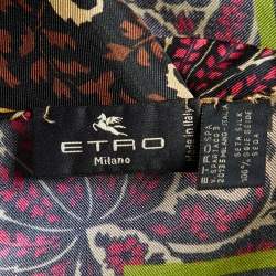 Etro Multicolor Printed Silk Pocket Square  