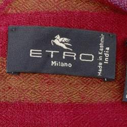 Pre Owned Etro Red Checked Cashmere Scarf