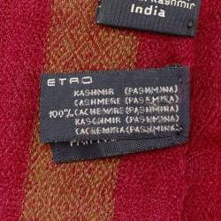Pre Owned Etro Red Checked Cashmere Scarf