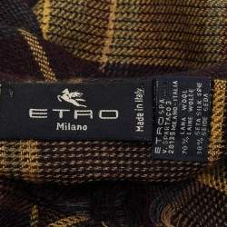 Pre Owned Etro Purple/Beige Checked Wool & Silk Scarf